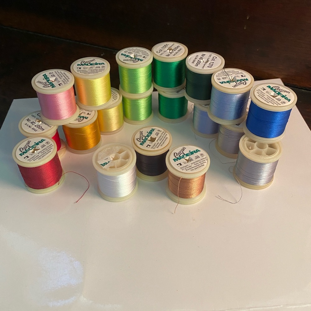 Madeira Rayon Thread assorted colors lot 23 spools machine embroidery sewing